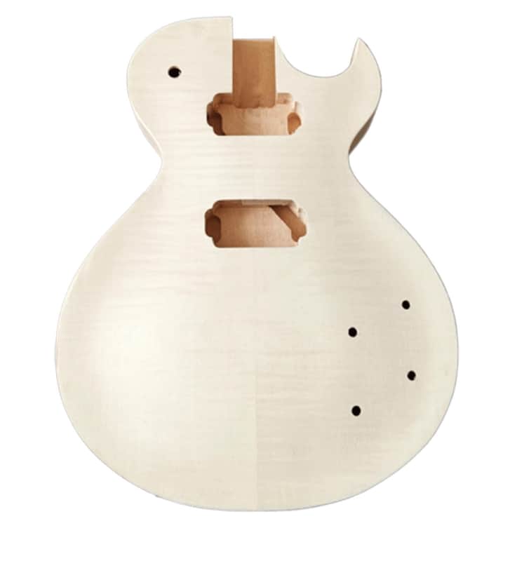 Unfinished Electric Guitar Body Set Mahogany Wood AAA Flamed Maple Top Set-Neck H-H Pickups image 1
