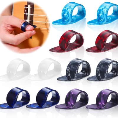 12pcs Guitar Finger Picks Thumb Picks for Acoustic Guitar, Light Thumb Pick Banjo Electric Ukulele Celluloid Harp Bass Thumbpicks Accessories image 1