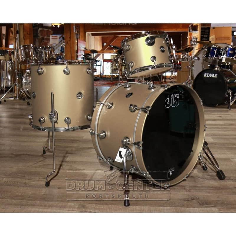 DW Performance 3pc Lacquer Drum Set 22/12/16 Hard Satin Gold Mist image 1