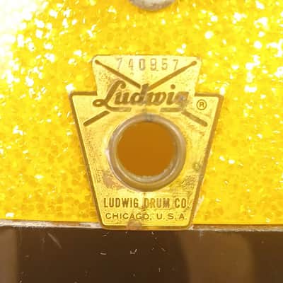 Ludwig 10x14"69 Gold Sparkle/Black Cortex Snare Drum Vintage Keystone 3Ply Maple image 2