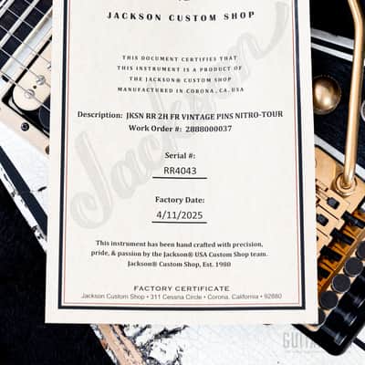 2025 Jackson USA Custom Shop Special Edition Randy Rhoads RR-2H FR Snow White Heavy Relic, Mint w/ Case, Tags image 17