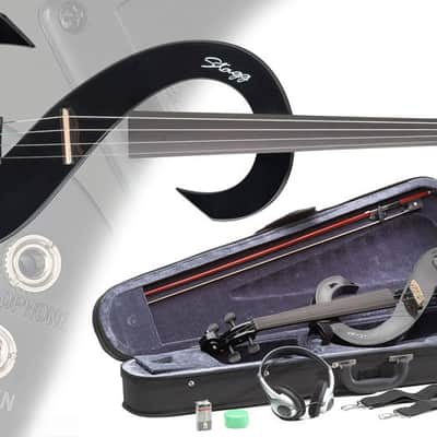 STAGG Black 4/4 Silent Electric Violin Set W/fine Tuners Solid Maple Outfit image 1