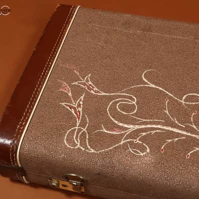 Original Vintage 1959-1961 Fender Jazzmaster Brown Tolex Hardshell Case with Yellow Interior image 4