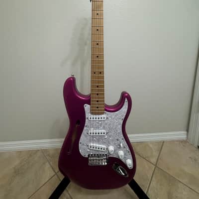 Partscaster Thinline S-Style - Purple Sparkle w/ Fender Cory Wong Loaded Pickguard (Semi-Hollow Fender Strat) image 1