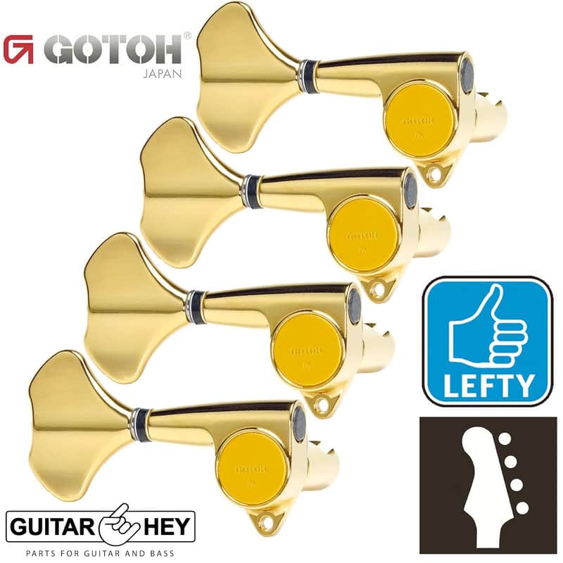 NEW Gotoh GB707 Bass Machine Heads 4-in-line Tuners TREBLE SIDE w/ Screws - GOLD image 1