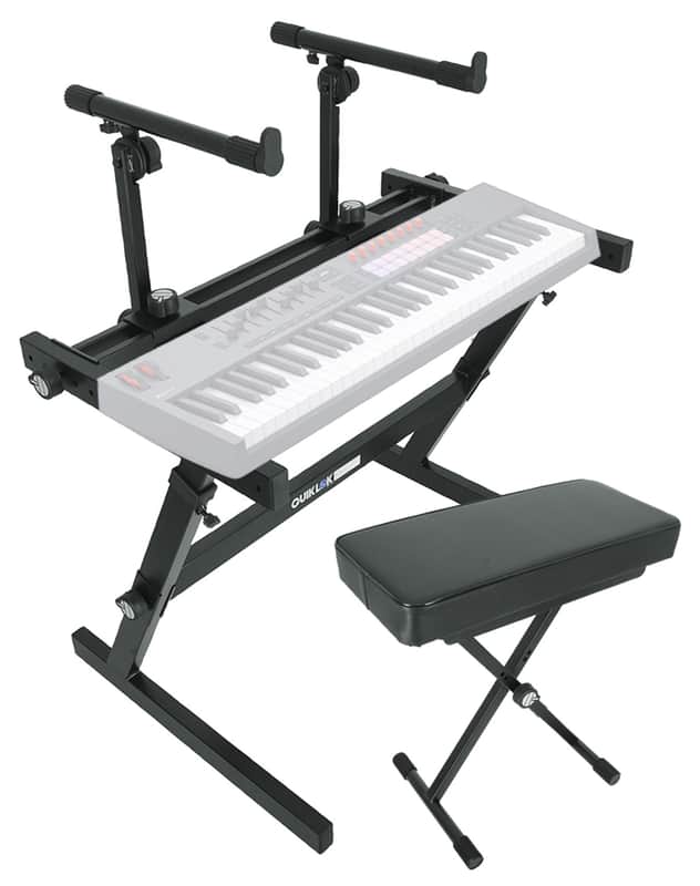 Quik Lok Z-726 2-Tier Z-Style Keyboard Stand w/7 Adjustable Heights+Bench image 1
