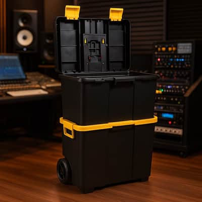 Mobile Studio Gear Vault – 2-in-1 Rolling Storage Chest for Producers & Musicians | Stackable Lockable Utility Box for Studio Gear, Cables, Mics & Controllers image 2