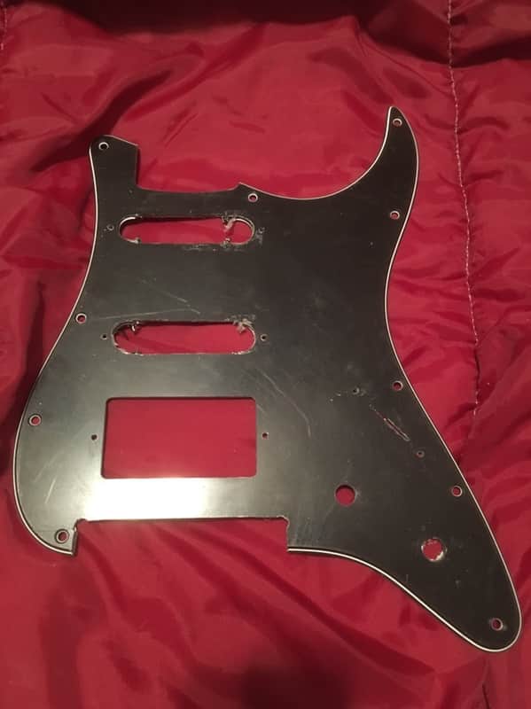 Unknown Pickguard Project, Stratocaster S/S/H, 11-Hole Mount, B/W/B, 3-Ply, Floyd Bridge Cut Black image 1