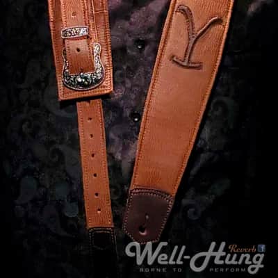 Well-Hung "Bunkhouse" - 3" wide padded guitar strap in saddle tan fabric image 3
