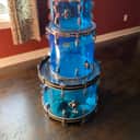Ludwig Vistalite Big Beat 4pc Kit 13/16/22" with Matching 5x14" Snare Drum 1970s - Blue