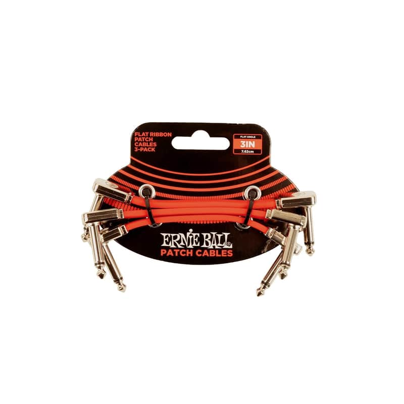 Ernie Ball Flat Ribbon Patch Cable 3 Inch - Red - 3 Pack image 1