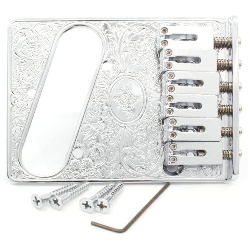 Gotoh Guitar Bridge - GTC-Art-02, for Telecaster, Engraved Chrome image 1