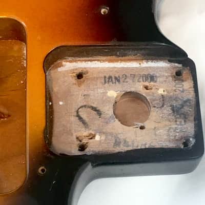Vintage Fender Aged Relic Standard Strat Guitar Body Sunburst Semi Loaded + Bridge Hardware 5.1 lb JAN 27 2000 RARE! image 5