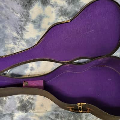Vintage RARE 1950's Geib Black Pebble Tolex Purple Interior Soft Shell Acoustic Guitar Case image 8