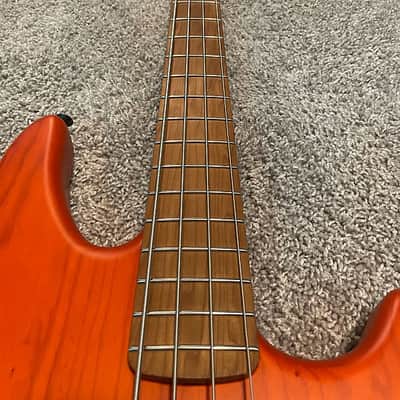 Warmoth Warmoth G4 Bass with Delano P/J Pickups and EMG Preamp Satin Orange Over Ash image 4