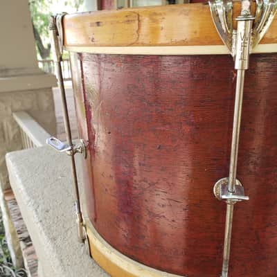 WFL Keystone 1955-59 Marching Snare 14x10 Single Tension Mahogany/Maple Restored Video image 19
