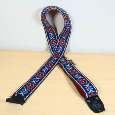 Vintage Ace Embroidered Guitar Strap Red White Blue Strap Clapton Hendrix image 1