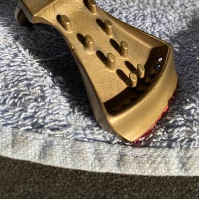 Allen MR-10 mandolin cast tailpiece Unplated Bronze aged patina image 2