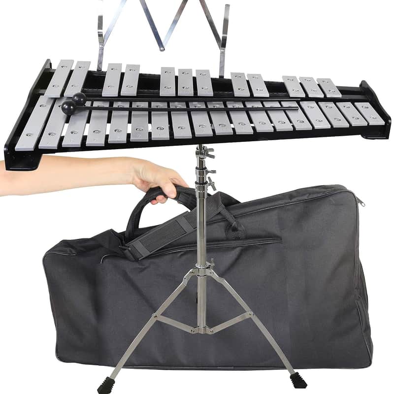 30 Note Professional Glockenspiel - Metal Bell Kit Xylophone With Stand, Note Holder And Carrying Bag image 1