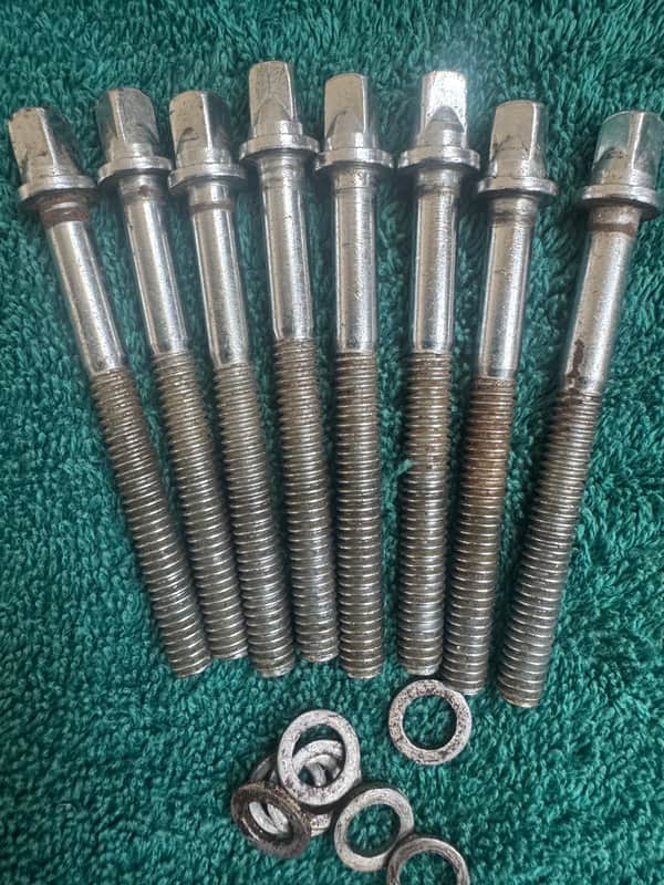 Rogers Lot of 8 Vintage 2 1/4” Floor Tom Drum Tension Rods + Washers 70s image 1