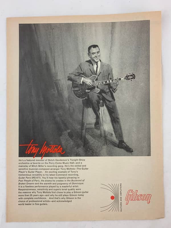 Gibson 1966 Promotional Advertisement for ES-355 Tony Mottola 3 Color image 1