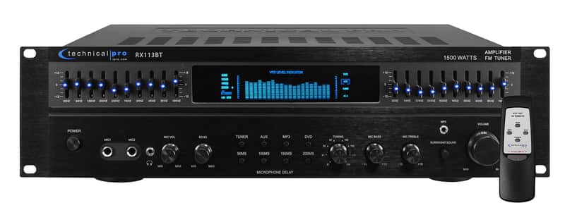Technical Pro RX113BT 1500w Bluetooth Home Receiver Amplifier Amp w/ 10 Band EQ image 1