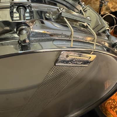 Ludwig No. 400 Supraphonic 5x14" 10-Lug Aluminum Snare Drum with Pointed Blue/Olive Badge 1969 - 1979 Chrome-Plated image 19