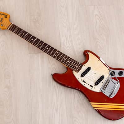 1974 Fender Competition Mustang Vintage Offset Guitar Competition Red w/ Case image 12
