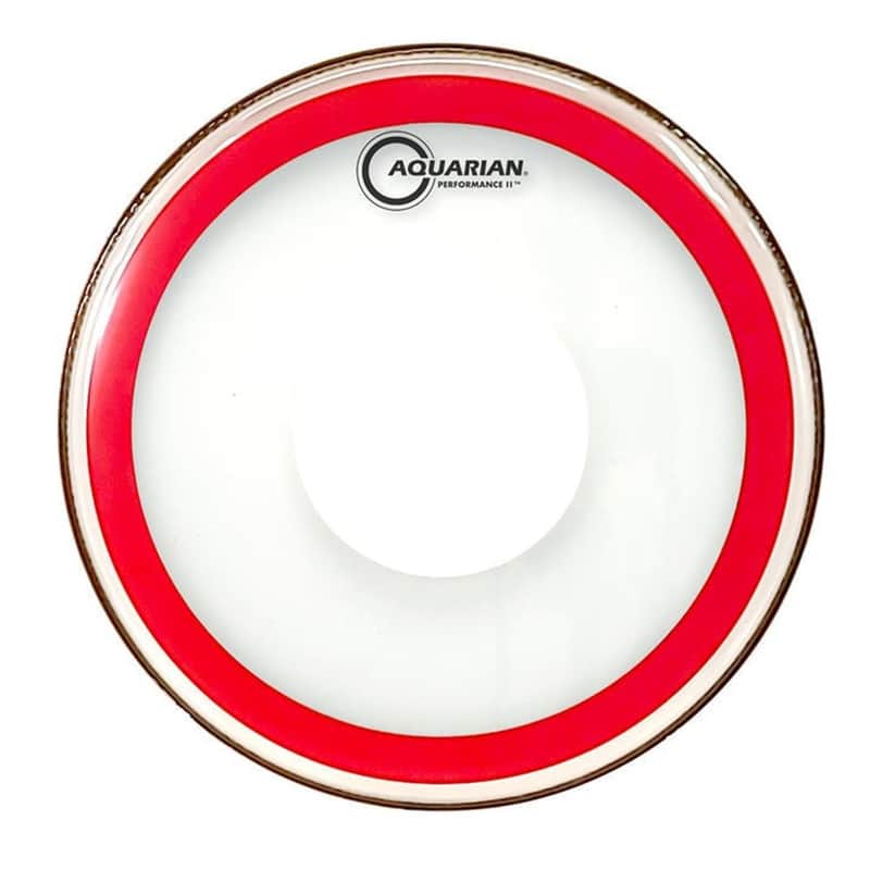 Aquarian Performance II Clear Drumhead 14" w/Power Dot & Red Ring image 1