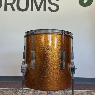 Ludwig 1960s Club Date Floor Tom 14x14" - Gold Sparkle (Rewrap) image 1
