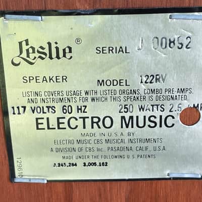 Leslie 122 RV for Hammond B 3 Organ 122 Tube Power amp + Reverb amp w/ Jensen V21 Horn Driver image 14