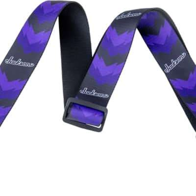 Genuine Jackson Logo Guitar Strap with Double V Pattern, Black/Purple