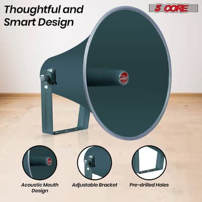 5 Core Outdoor PA Paging Horn Loud Speaker 16 Inch PA Speaker Weatherproof with mounting Bracket - RH 16-16" Short Throw Aluminum Horn image 7