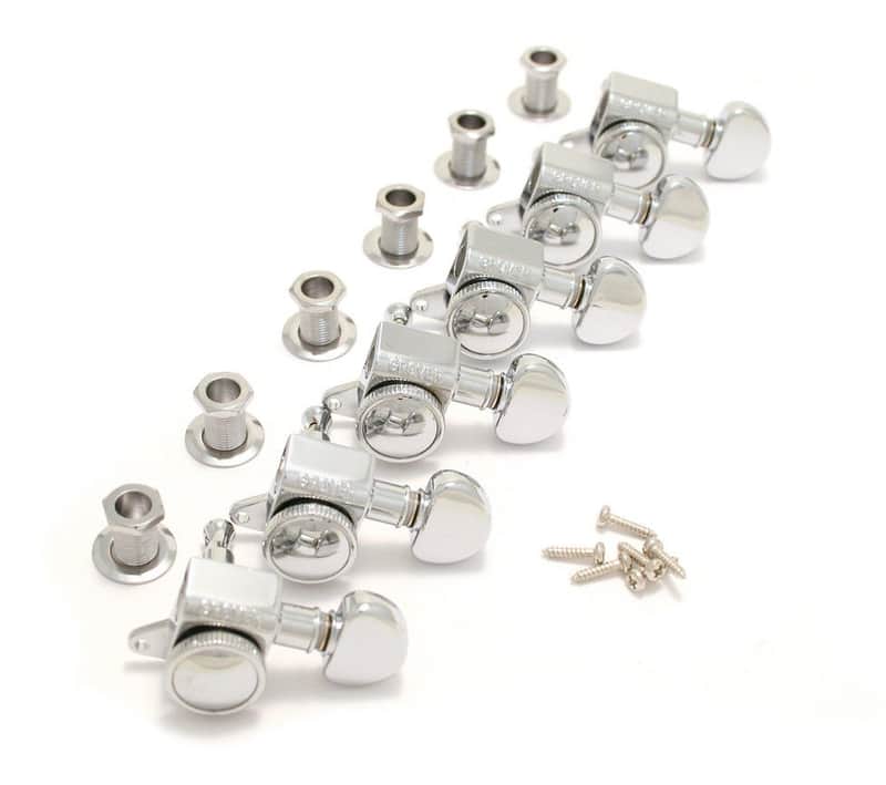 505C6 Grover Chrome Roto-Grip Mini Locking 6 Inline Guitar Tuners image 1