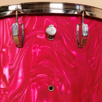 1960s Duplex Tonecraft Pink Satin Flame Drumset image 6