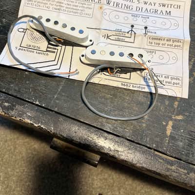 2 chandler NOS Staggered Pole Strat pickups 80's - wht image 2