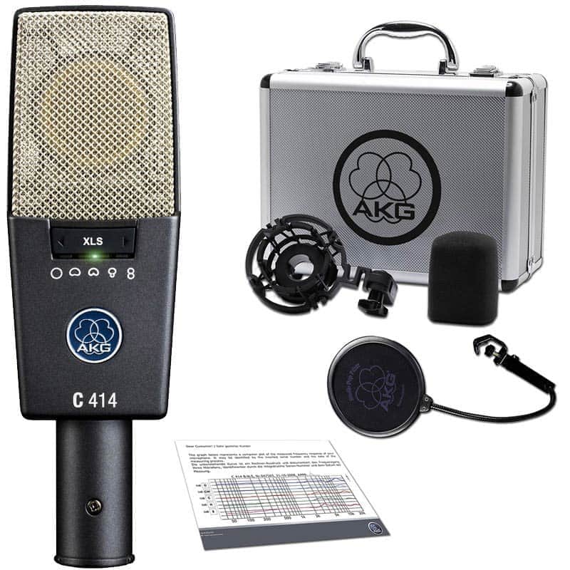 AKG C414 XLII Large Diaphragm Multipattern Condenser Microphone 2010s - Black image 1