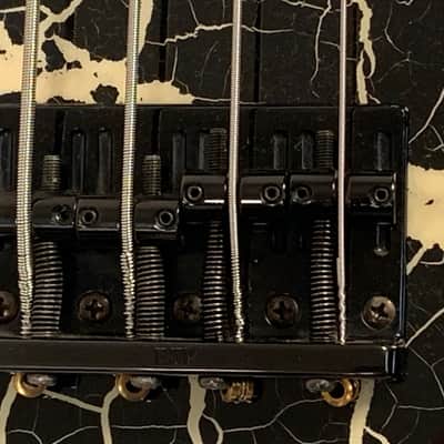 ESP M-IV Fretless Bass 1980's Black/White Crackle image 9