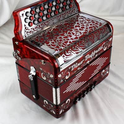 NEW Wild Cherry Dino Baffetti "Tex Mex III/34 Portuguese Concertina - Diatonic Button Accordion FA MMM 34 12 image 3