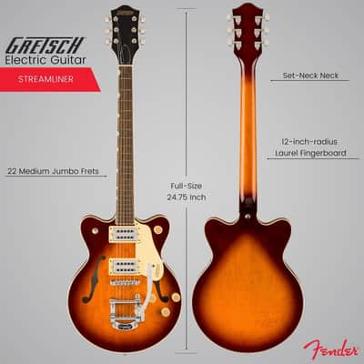 Gretsch G2655T Streamliner Center Block Jr. Double-Cut 6-String Right-Handed Electric Guitar with Arched Maple Body, Bigsby, and Laurel Fingerboard (Forge Glow) image 3