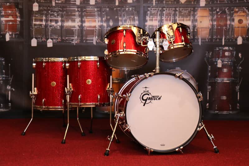 Used Gretsch USA Custom 5pc Drum Set Red Glass Glitter image 1