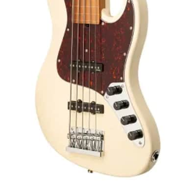 Sadowsky MetroExpress 21-Fret Vintage J/J Bass, Morado Fingerboard, Fretless With Lines, 5-String - Solid Olympic White High Polish image 4