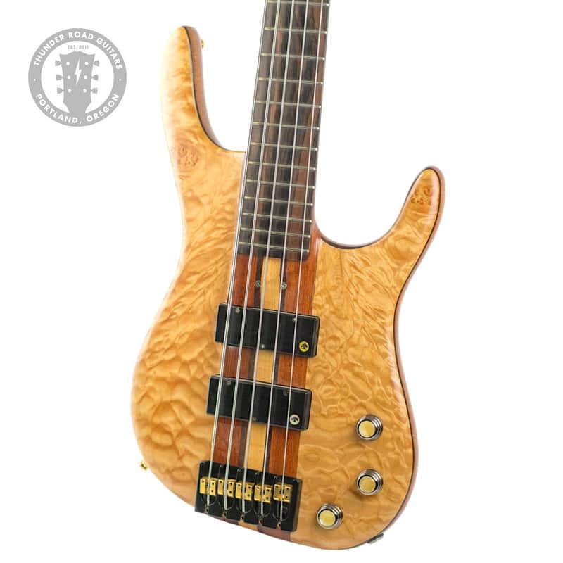 Used Acacia Custom Long Scale 5-String Bass Quilted Maple w/Mahogany, Maple, and Bubinga Neck #NSN image 1