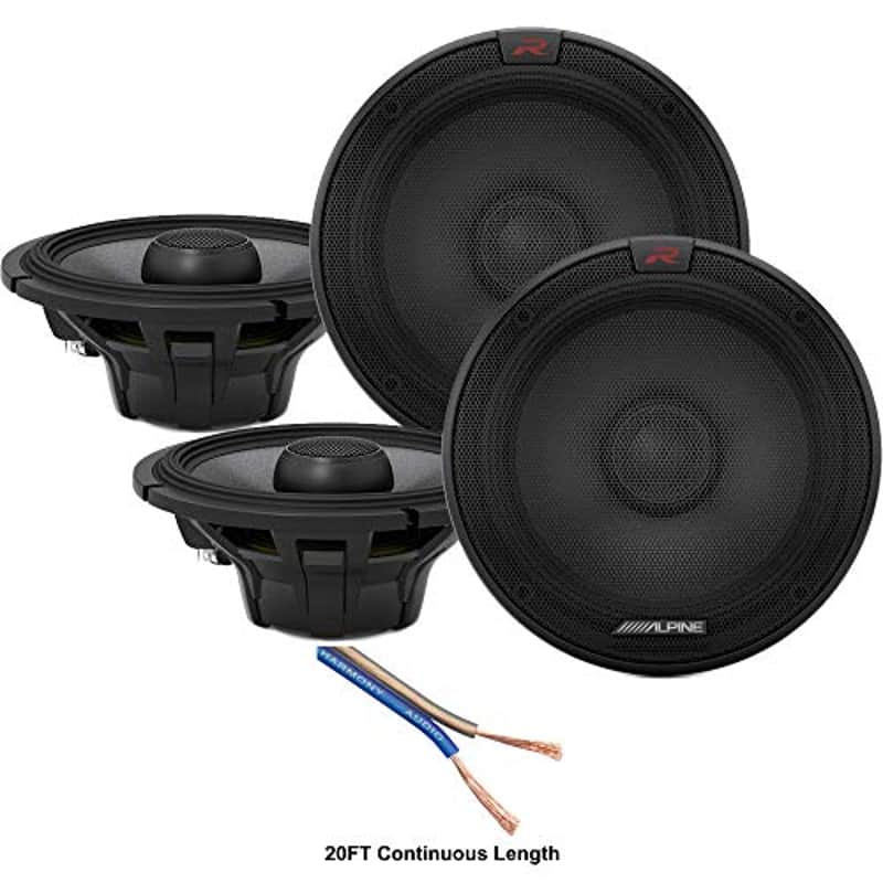 Alpine R-S65.2 Car Audio Type R Series 6 1/2" 200 Watt Speakers - 2 Pair with 20' Wire Package image 1