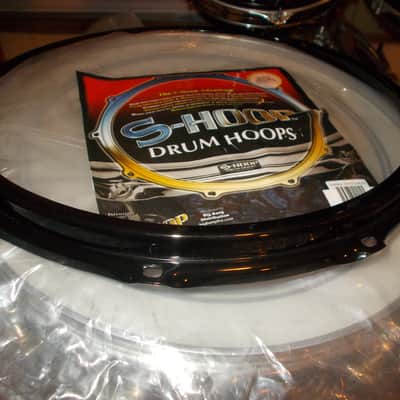 2 / 14' S-HOOP BLACK SNARE DRUM RIMS 10 HOLE BATTER / RESONANT image 3