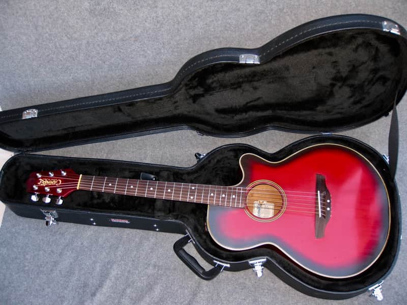 Takamine "Cooder" Guitar ,with Electronics 1980s Red "Sunburst" image 1