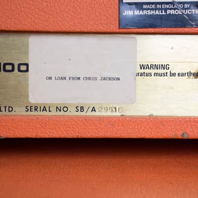 Marshall JMP Model 1992 Super Bass 100 Tube Half Stack Amplifier (1973), ser. #SB/A 2951E. image 14