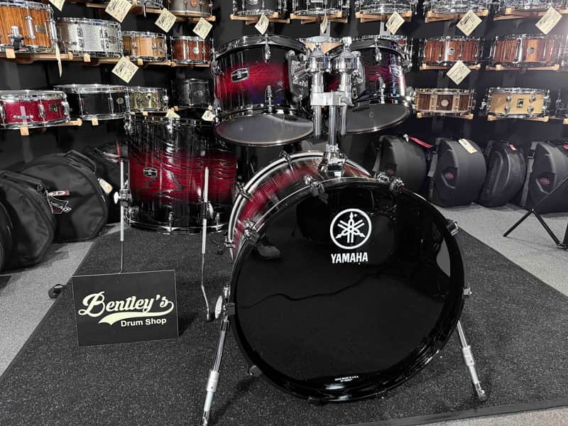 ~NEW~ Yamaha Live Custom Hybrid Oak 4-Piece 10/12/16/22 Drum Kit Set in UZU Magma Sunburst with Black Nickel Hardware image 1