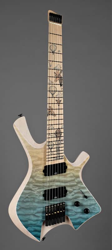 Padalka Guitars Pluto DC 7 Cartoon Collection #8 Natural Blue | Reverb