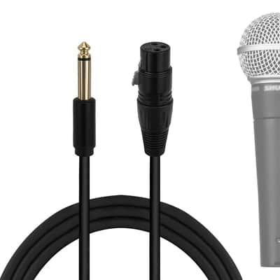 For Creators 6.35 Mm (1/4 Inch) To Xlr Female Microphone Cable 6.6 Ft / 200 Cm, Compatible With Shure Sm57, Sm48, Sm7B, Mv7, Pga48, Pga58, Beta 58A Balanced Mic Cord (Black)